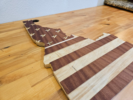 Idaho State with American Flag