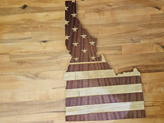 Idaho State with American Flag